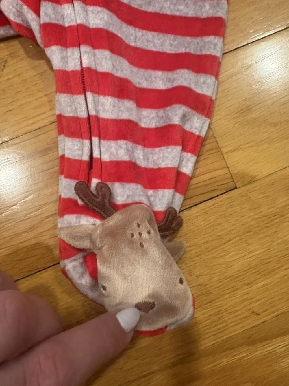 Carters Size 3 months Striped Reindeer Footed Sleeper Pajamas